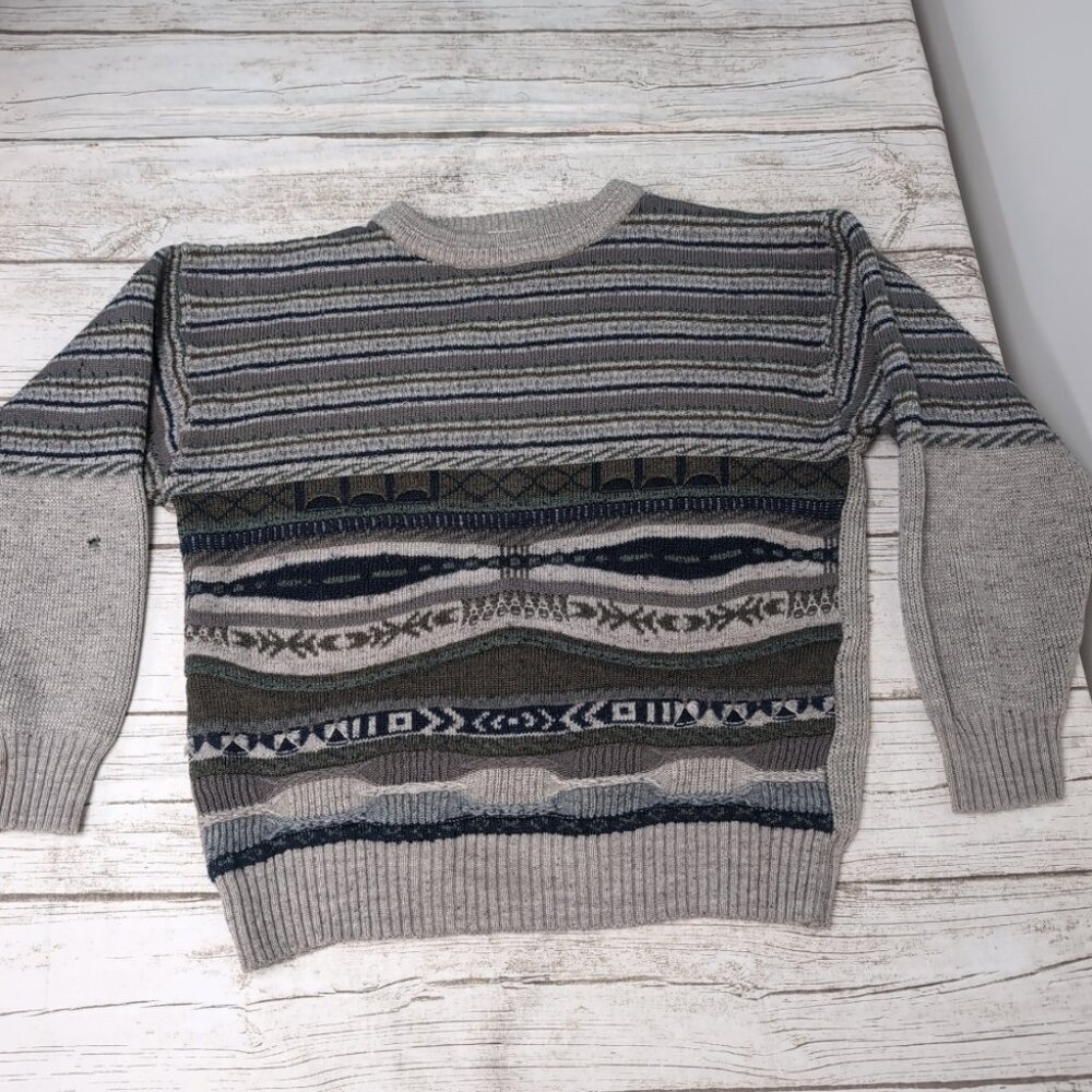 Vintage Jad 3D Neutral Tones Crewneck Sweater Size XL